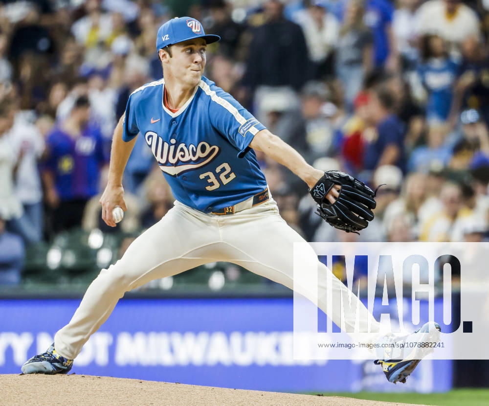 Milwaukee Brewers starting pitcher Jacob Misiorowski throws in the first inning of the MLB, Baseball Herren, USA game between the Chicago Cubs and the Milwaukee Brewers at American Family Field in Milwaukee, Wisconsin on Friday, June 26, 2026. MIL20260626803 TANNENxMAURY