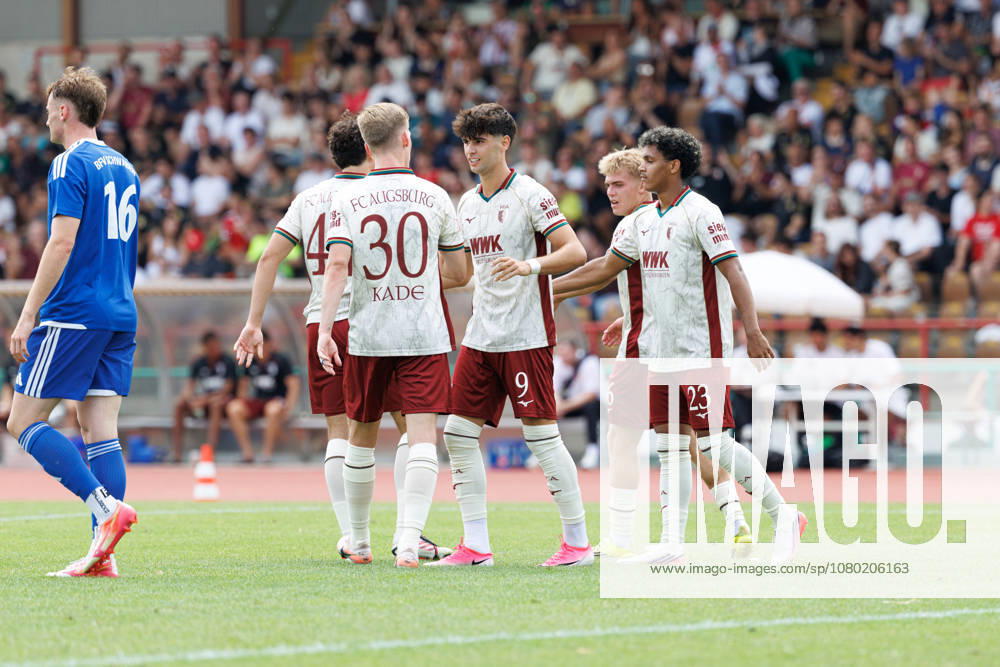 FC Augsburg scores the 3-0 goal in the match between FC Augsburg and the BFV Schwaben All-Star Team, soccer, men s, Bundesliga, 2026–2027, friendly match on July 18, 2026, in Augsburg, Rosenaustadion, Bavaria, Germany