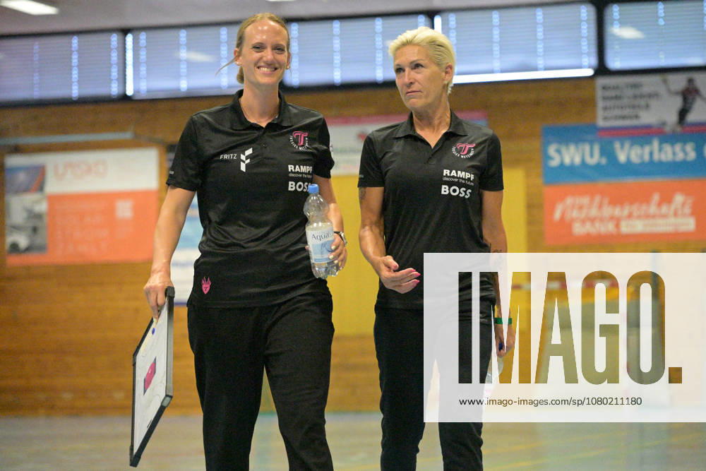 Miriam Hirsch (TusSies Metzingen), Head Coach, and Edina Rott (TusSies Metzingen), Assistant Coach; TusSies Metzingen vs. Sport Union Neckarsulm, Handball, Preseason, Friendly Match, 2026–2027 Season, July 18, 2026, TusSies Metzingen vs. Sport Union Neckarsulm, handball, preseason, exhibition game, 2026–2027 season, July 18, 2026, Voehringen