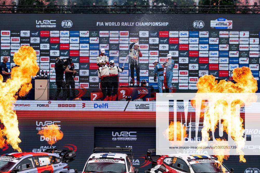 IPA86815164 - Driver Oliver Solber and co-driver Elliott Edmondson, driver Sami Pajari and co-driver Marko Salminen, and driver Adrien Fourmaux and co-driver Alexandre Coria,They are set to tackle the third day of the race during the FIA World Rally Championship WRC, Motorsport Rallye, WM Delfi Rally Estonia 2026 on July 19 in Tartu, Estonia.