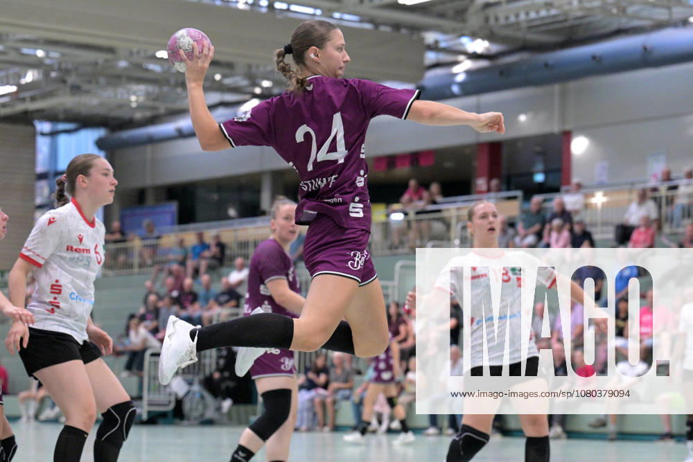 Marie Luisa Stumpf, TusSies Metzingen, 24, on a shot on goal in the TusSies Metzingen vs. HSG Solingen Graefrath game, Handball, preseason, exhibition game, 2026–2027 season, July 24, 2026, TusSies Metzingen vs. HSG Solingen Graefrath, Handball, Preseason, Friendly Match, 2026–2027 Season, July 24, 2026, Oeschhalle
