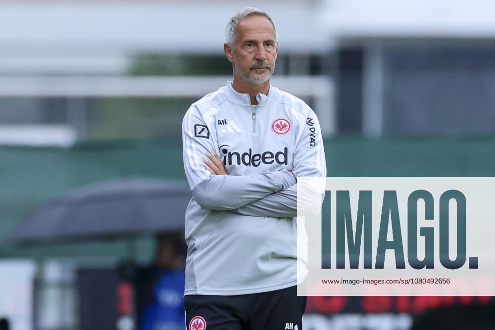 Coach Adi Hütter of Eintracht Frankfurt watches during the friendly match between Trabzonspor and Eintracht Frankfurt, SAK Sportanlage Nonntal on July 26, 2026, in Salzburg, Austria. Photo by Marco Steinbrenner, DeFodi Images. Eintracht Frankfurt coach Adi Hütter looks on during the friendly match between Trabzonspor and Eintracht Frankfurt at SAK Sportanlage Nonntal on July 26, 2026 in Salzburg, Austria. Photo by Marco Steinbrenner, DeFodi Images