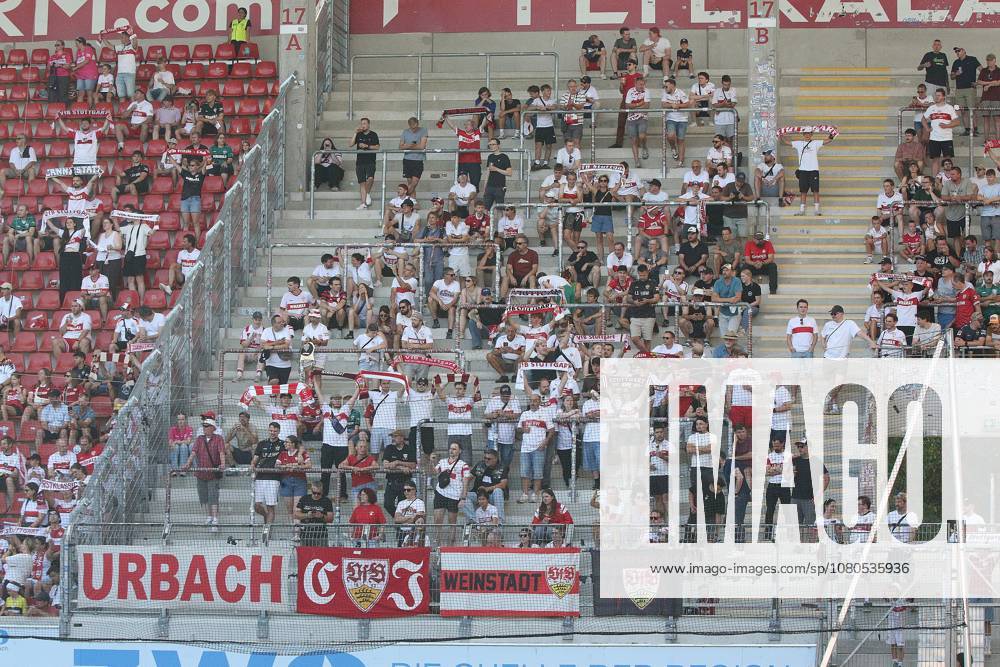 Offenbach am Main, Pluto Stadium at Bieberer Berg Anniversary Match: Kickers Offenbach OFC vs. VfB Stuttgart The VfB fans who came along