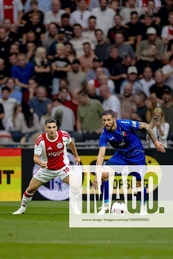 AMSTERDAM: AFC Ajax Amsterdam midfielder Oscar Gloukh and FK Vojvodina forward Aleksa Vukanovic during the Conference League match between AFC Ajax and FK Vojvodina at the Johan Cruijff ArenA on July 30, 2026, in Amsterdam, the Netherlands. Photo by DeFodi Images