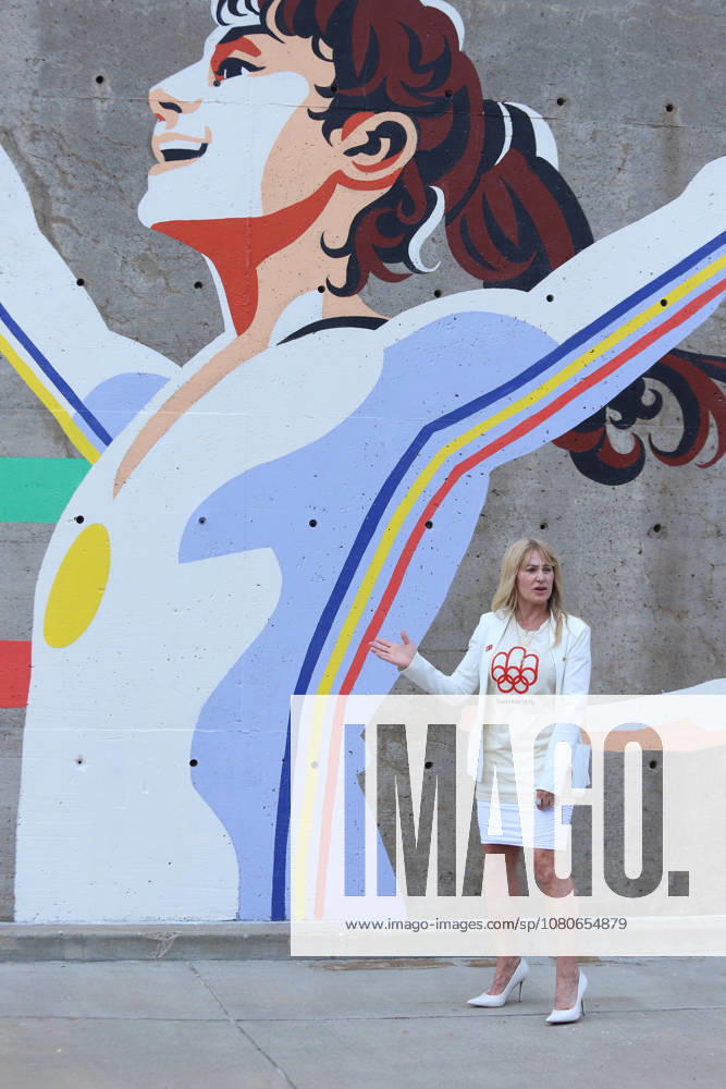 Nadia Comaneci Marks 50th Anniversary Of Montreal Olympics Former Romanian Olympic gymnast Nadia Comaneci poses in front of a mural depicting her 14-year-old self, created to commemorate the 50th anniversary of the 1976 Montreal Summer Olympic Games, Olympische Spiele, Olympia, OS on August 01, 2026, in Montreal, Canada. (Photo by Horacio Zamora Eyepix Group)