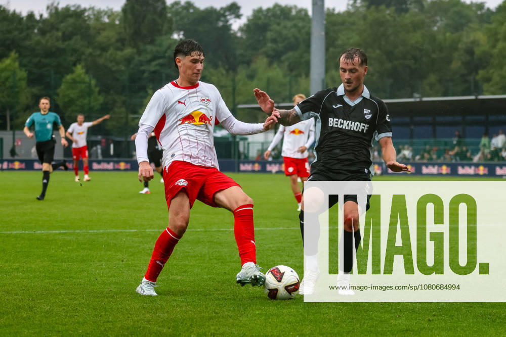 Andrija Maksimovic (RB Leipzig), 30, tackle, duel, battle; Yari Otto (SC Verl), 17, RB Leipzig vs. SC Verl, soccer, friendly match, 2026–27 season, August 1, 2026, RB Leipzig vs. SC Verl, soccer, friendly match, 2026–27 season, August 1, 2026, Leipzig