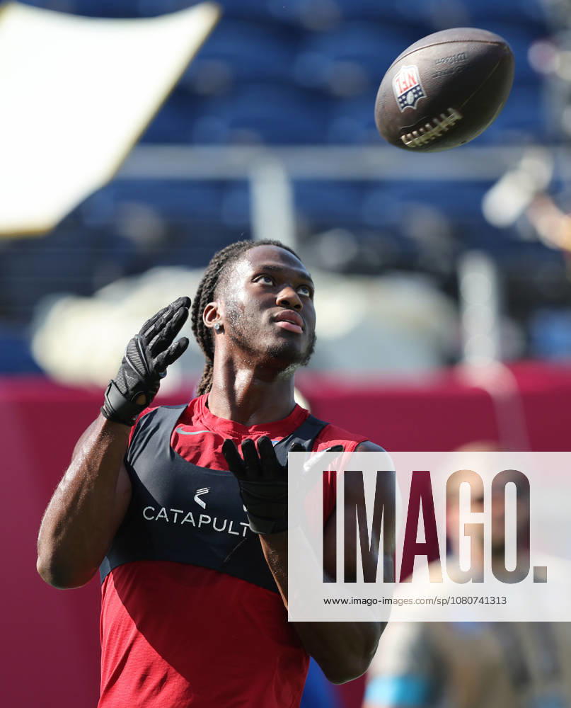 Arizona Cardinals receiver Marvin Harrison Jr. (18) makes a catch before the Cardinals preseason game against Carolina Panthers in the Pro Football Hall of Fame Game in Canton, Ohio, on Thursday, August 6, 2026. CAN20260806104 AARONxJOSEFCZYK