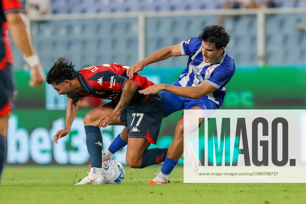 GenoaÕs Mikael Ellertsson fights for the ball during the Spagnolo trophy soccer match between Genoa and Deportivo La Coruna at the Luigi Ferraris Stadium in Genoa, Italy - Sunday, August 08, 2026. - Soccer .