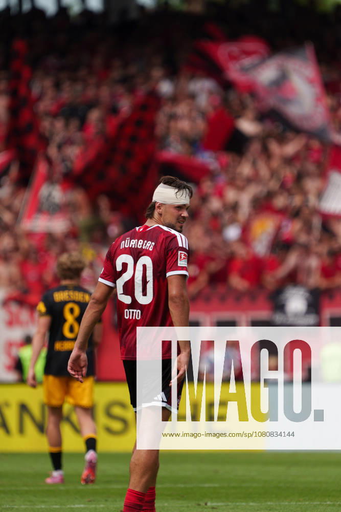 Fynn Otto, 1. FC Nuremberg, 20, GER, 1. FC Nuremberg vs. Dynamo Dresden, Soccer, 2. Bundesliga, Matchday 1, 2026–2027 Season, August 9, 2026, DFL regulations prohibit any use of photographs as image sequences and or quasi-video, GER, 1. FC Nuremberg vs. Dynamo Dresden, soccer, 2. Bundesliga, Matchday 1, 2026–2027 season, August 9, 2026, Nuremberg