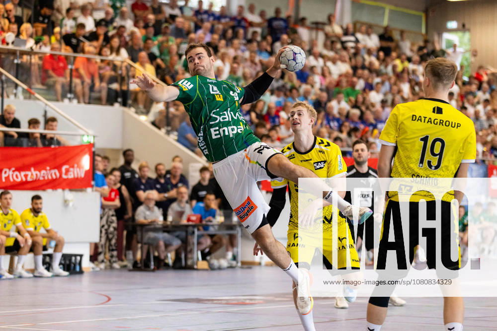 Max BENEKE, FRISCH AUF Goeppingen, scores a goal on August 9, action, shot on goal, GER, FRISCH AUF Goeppingen vs. TVB Stuttgart, handball, preseason, tournament, S Cup Altensteig, final, 2026–2027 season, August 9, 2026, GER, FRISCH AUF Goeppingen vs. TVB Stuttgart, handball, preseason, tournament, S Cup Altensteig, final, 2026–2027 season, August 9, 2026, Altensteig