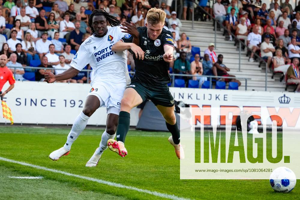 , BUKO Stadion , season 2026 2027 , Dutch Eredivisie football , match between Telstar and Sparta Rotterdam , Picture shows Telstar player Jelani Seedorf, Sparta Rotterdam player Nick Verschuren Telstar - Sparta x205710283x