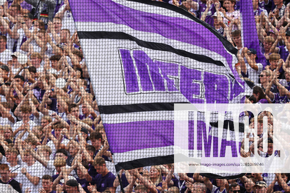 Soccer, 2. Bundesliga, VfL Osnabrück vs. FC Magdeburg, Stadion an der Bremer Brücke, Matchday 2, 2026–2027 season. Giant block banner in the home section at Osnabrück. DFB regulations prohibit any use of photographs as image sequences and or quasi-video. Photo: WilkowskixPressefotoKochx, Lower Saxony, Germany