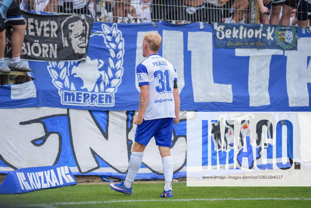 German Soccer, 3rd Division, Matchday 2, Hänsch Arena, SV Meppen vs. SG Sonnenhof Großaspach; goal by Luca Prasse (SV Meppen) in the 31st minute, followed by goal celebrations