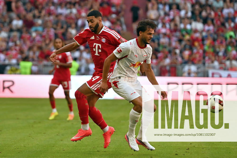 Ismael SAIBARI, Bayern Munich, Action, Tackle against Max FINKGRAEFE, Soccer, Telekom Cup, FC Bayern Munich vs. RB Leipzig 3–1 on August 15, 2025, ALLIANZ ARENA