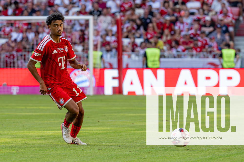 Nathaniel Brown, FC Bayern Munich, 11 GER, FC Bayern Munich vs. RB Leipzig, Soccer, Telekom Cup, Friendly Match, 2026–2027 Season, August 15, 2026 DFL DFB regulations prohibit any use of photographs as image sequences and or quasi-video. Photo: HMB Media, Heike Feiner