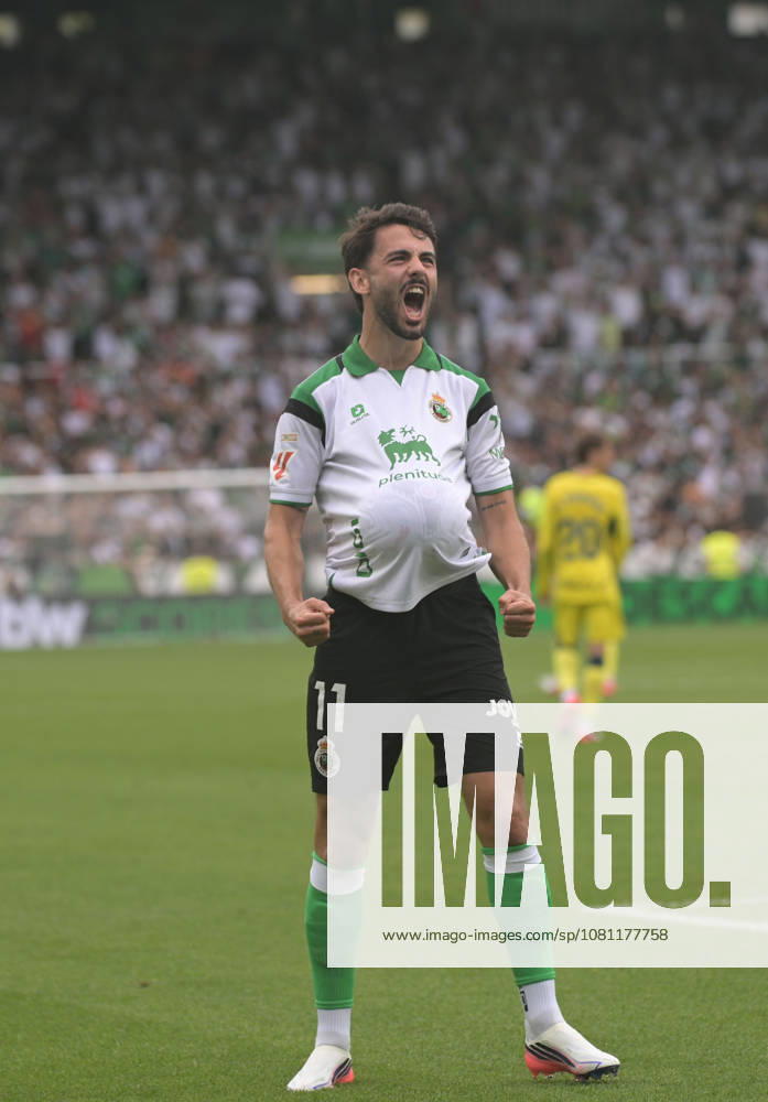 ESP LaLiga EA Sports: Racing Santander vs. Villarreal CF — Andrés Martín of Racing Santander scores a goal and celebrates during the LaLiga EA Sports match between Racing Santander and Villarreal CF, played at Campos de Sport de El Sardinero Stadium in Cantabria on August 16, 2026, in Spain. Spanish Soccer