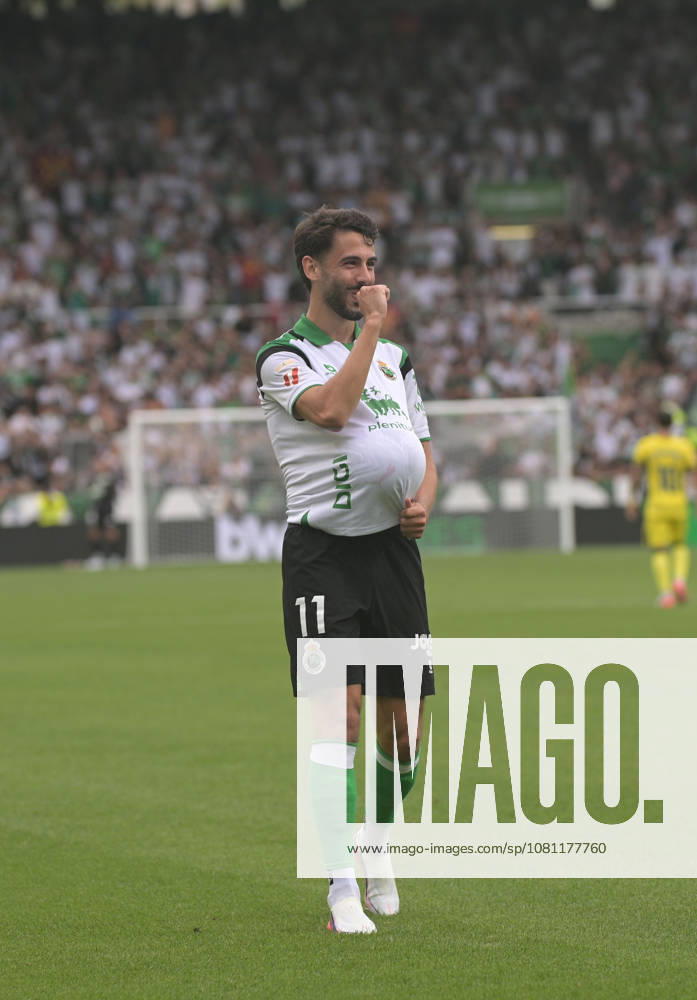 ESP LaLiga EA Sports: Racing Santander vs. Villarreal CF — Andrés Martín of Racing Santander scores a goal and celebrates during the LaLiga EA Sports match between Racing Santander and Villarreal CF, played at Campos de Sport de El Sardinero Stadium in Cantabria on August 16, 2026, in Spain. Spanish Soccer