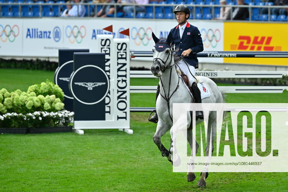 Aachen, Main Stadium, August 26, 2019, GER, FEI World Championships Aachen 2026, Turkish Airlines Prize, Show Jumping, First Competition Team Individual Qualifier. Photo: Scott BRASH, Great Britain, riding Hello Mango, North Rhine-Westphalia, Germany