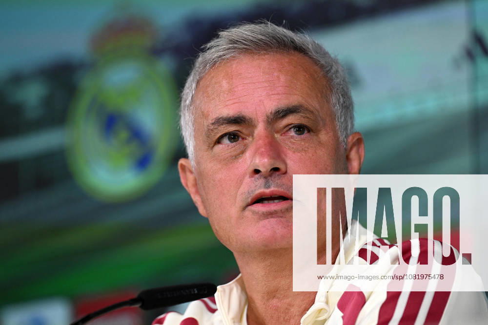 Real Madrid head coach Jose Mourinho MADRID, SPAIN - AUGUST 25: Real Madrid head coach Jose Mourinho answers questions during a press conference, PK, Pressekonferenz at the Valdebebas training complex in Madrid, Spain, on August 25, 2026. The team completed their final training session at the facility ahead of their upcoming opening match of the La Liga season against Real Sociedad. Burak Akbulut Anadolu Madrid Spain. Editorial use only. Please get in touch for any other usage.