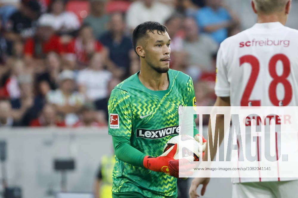Mio Backhaus, SC Freiburg, 01 on the ball, Germany, soccer, UEFA Conference League, playoffs, 2026–2027, SC Freiburg vs. Motherwell FC, August 27, 2026, Freiburg im Breisgau, Europa-Park Stadium, Germany