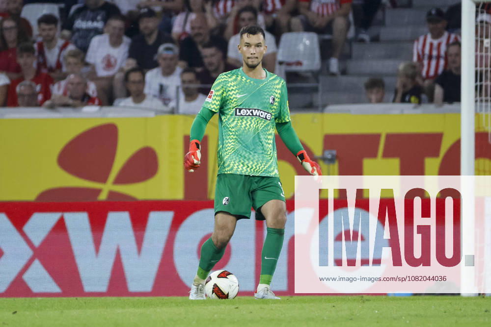 Mio Backhaus, SC Freiburg, No. 1 on the Ball, Germany, Soccer, UEFA Conference League, Playoffs, 2026–2027, SC Freiburg vs. Motherwell FC, August 27, 2026, Freiburg im Breisgau, Europa-Park Stadium, Germany