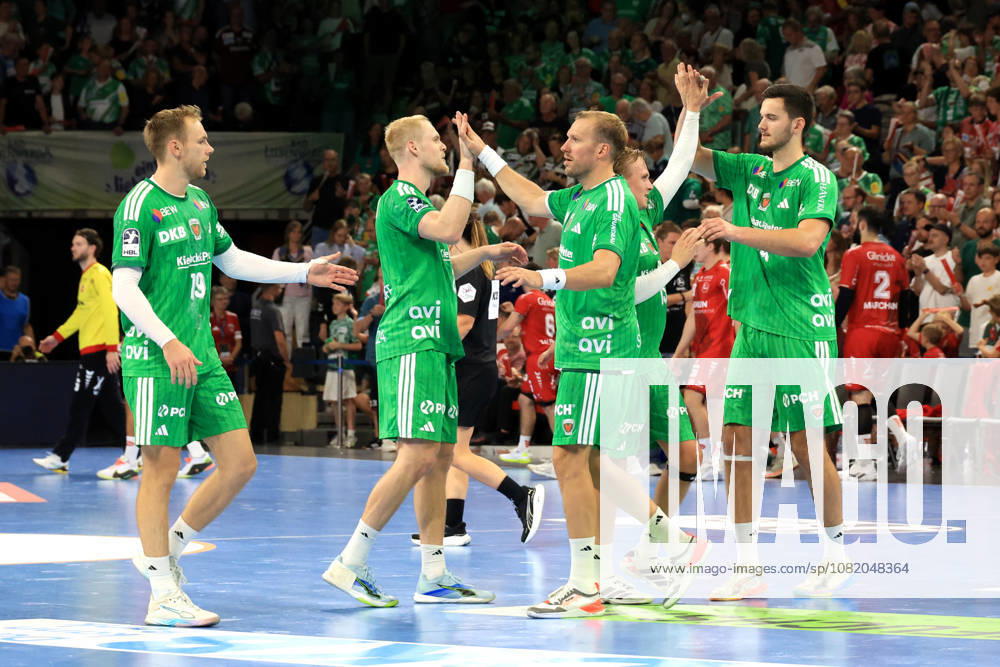 GER Germany, Handball, 1st Bundesliga, August 27, 2026, 2026–2027 season, Berlin, Fuechse Berlin vs. Melsungen Fuechse Player Roster, Mathias Gidsel (Fuechse Berlin) 19, Max Darj (Fuechse Berlin) 5, Matthes Langhoff (Fuechse Berlin) 25, Lauro Pichiri (Fuechse Berlin) 24, Berlin Max Schmeling Hall, Berlin, Germany