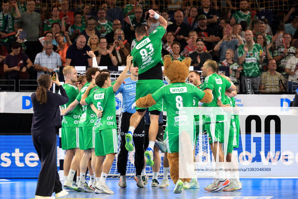 GER Germany, Handball, 1st Bundesliga, August 27, 2026, 2026–2027 season, Berlin, Fuechse Berlin vs. Melsungen Fuechse players, Mijajlo Marsenic (Fuechse Berlin 93), celebration, cheering, joy, happiness, happy, positive emotions, Max Schmeling Hall, Berlin, Germany