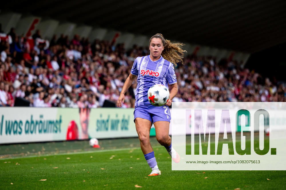 GER, Soccer, Women s, Google Pixel 1 Bundesliga, 2026–2027 Season, Matchday 2, FC Cologne vs. TSG 1899 Hoffenheim, Laia Martret Jiménez (Hoffenheim), 21 on the ball; DFB and DFL regulations prohibit any use of photographs as image sequences and or quasi-video; Cologne, Franz Kremer Stadium, North Rhine-Westphalia, Germany