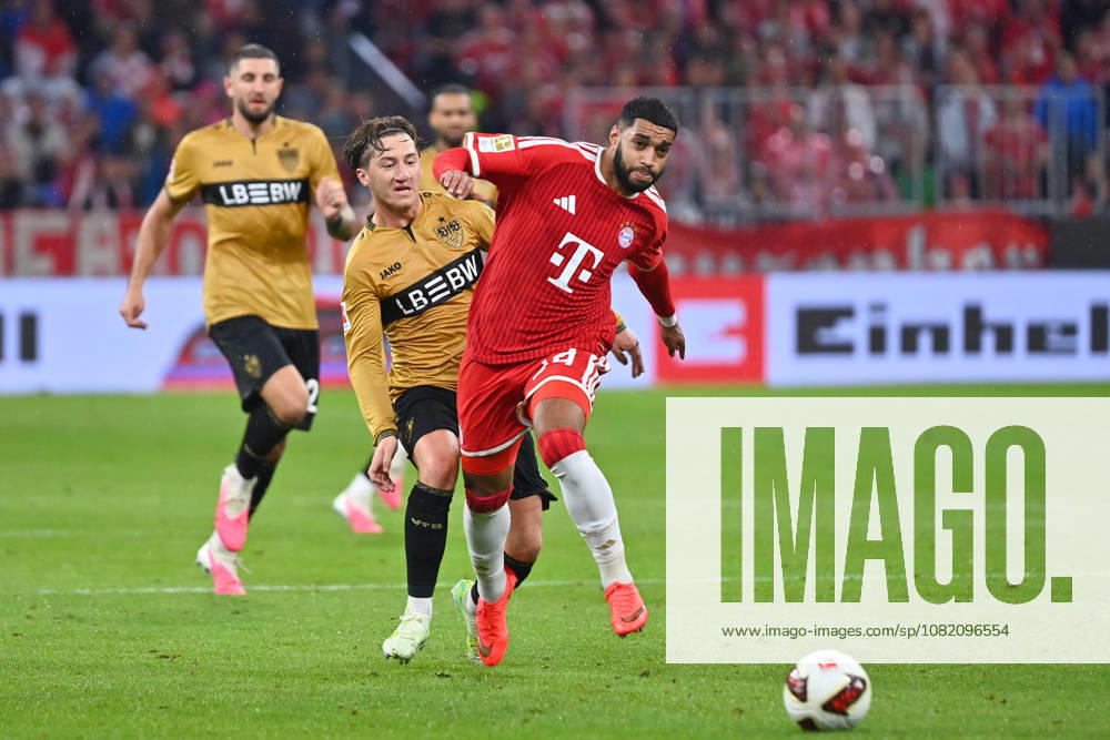 Ismael SAIBARI, Bayern Munich, Action, Tackle against Angelo STILLER, VFB Stuttgart, Soccer, Bundesliga, 2026–2027 Season, Matchday 1, Matchday 01, FC Bayern Munich vs. VfB Stuttgart 5–1 on August 28, 2026, Allianz Arena