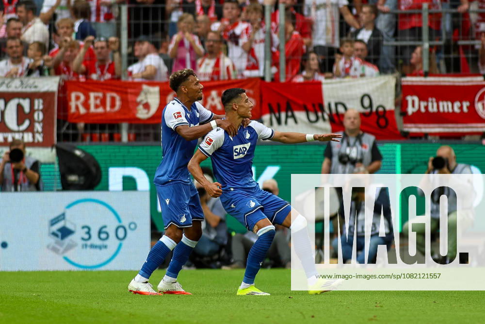 GER, Soccer, Men s, Bundesliga, 1. Bundesliga, 2026–2027 Season, 1. FC Köln vs. TSG 1899 Hoffenheim: Adam Daghim (TSG) celebrates his goal to make it 0–1 with Bambasá Contá (TSG)