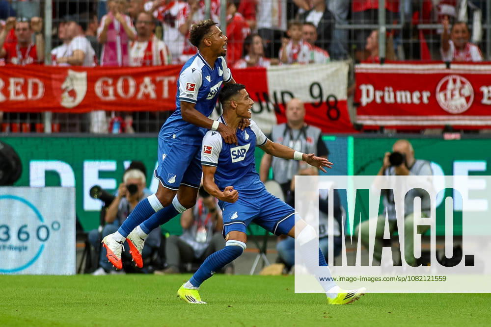 GER, Soccer, Men s, Bundesliga, 1. Bundesliga, 2026–2027 Season, 1. FC Köln vs. TSG 1899 Hoffenheim: Adam Daghim (TSG) celebrates his goal to make it 0–1 with Bambasá Contá (TSG)