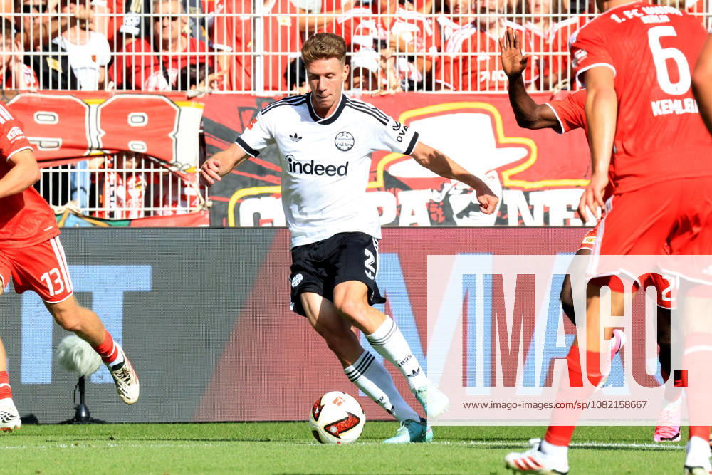 GER, Soccer, Bundesliga 1, 2026–2027, Alte Foersterei, 1. FC Union vs. Eintracht Frankfurt, Elias Braun, Eintracht Frankfurt 2–1, DFB League, DFL regulations prohibit any use of photographs as image sequences and or quasi-video, Berlin, Alte Foersterei Stadium, Berlin, Germany