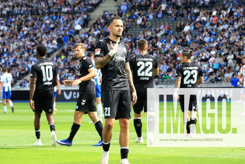 Germany, Soccer, 2. Bundesliga, Match Day, 2026–2027 Season, Berlin Olympic Stadium, Hertha BSC vs. 1. FC Magdeburg 1–1 (goal by Falko Michel) 1. FC Magdeburg 21 2nd Division DFB DFL regulations prohibit any use of photographs as image sequences and or quasi-video Berlin Berlin Olympic Stadium Berlin Germany