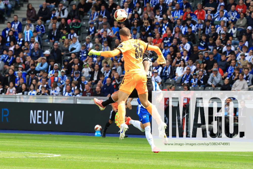 Germany, Soccer, 2. Bundesliga, Matchday, 2026–2027 Season, Berlin Olympic Stadium, Hertha BSC vs. 1. FC Magdeburg, Marius Gersbeck (Hertha BSC Berlin, 35), Baris Atik (1. FC Magdeburg, 23), 2. Bundesliga, DFB and DFL regulations prohibit any use of photographs as image sequences and or quasi-video, Berlin, Berlin Olympic Stadium, Berlin, Germany