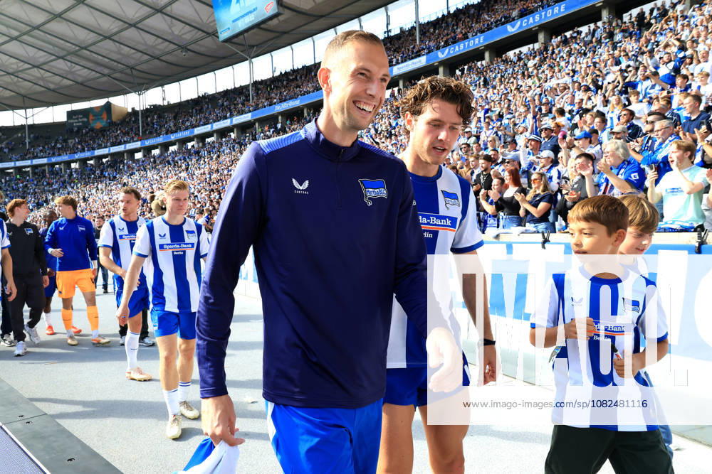 Germany, Soccer, 2. Bundesliga, Matchday, 2026–2027 Season, Berlin Olympic Stadium, Hertha BSC vs. 1. FC Magdeburg Gustaf Nilsson, Hertha BSC Berlin 9; Linus Jasper Gechter, Hertha BSC Berlin 44. 2. Bundesliga. DFB and DFL regulations prohibit any use of photographs as image sequences and or quasi-video. Berlin, Berlin Olympic Stadium, Berlin, Germany