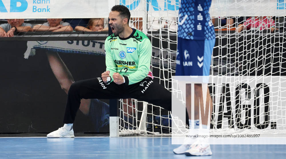 Germany, Stuttgart, Handball: TVB Stuttgart vs. Füchse Berlin; Mohamed Essam Moustafa El Tayar of TVB celebrates and pumps his fists