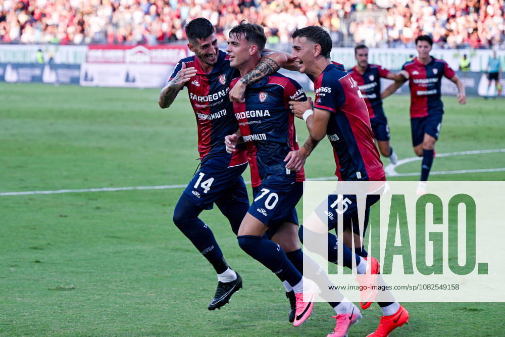 Cagliari s Daniel Maldini celebrates after scoring the goal for 1-0 during the Serie A soccer match between Cagliari Calcio and Lecce at the Unipol Domus in Cagliari, Sardinia - Monday 7th september 2026. - Soccer