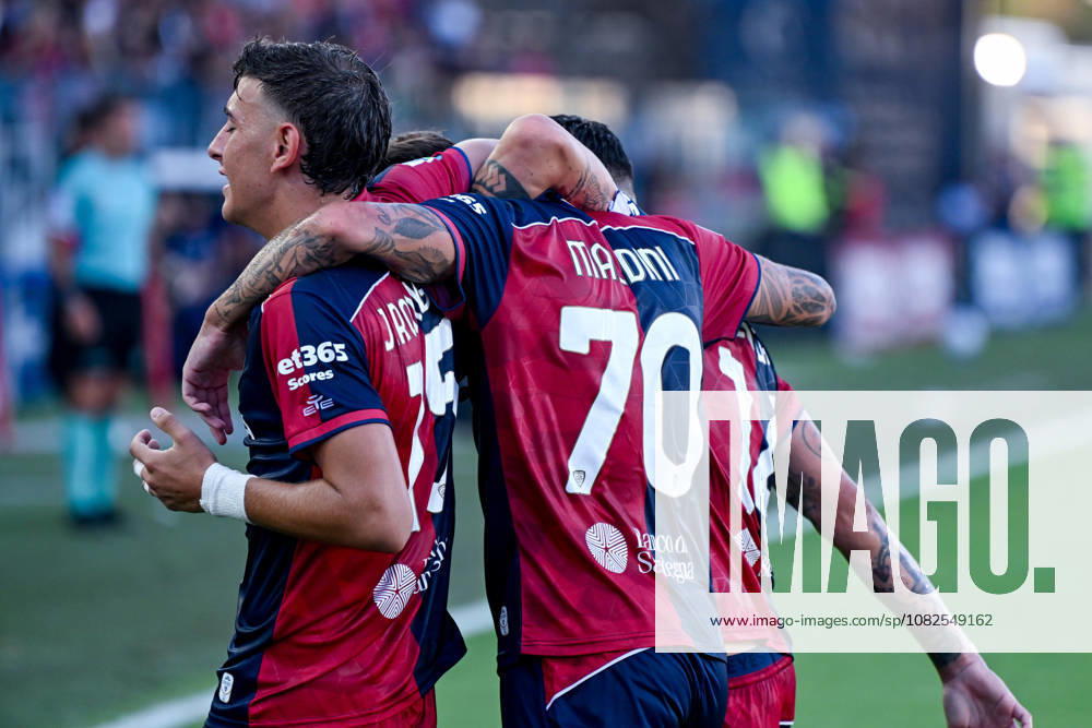 Cagliari s Daniel Maldini celebrates after scoring the goal for 1-0 during the Serie A soccer match between Cagliari Calcio and Lecce at the Unipol Domus in Cagliari, Sardinia - Monday 7th september 2026. - Soccer