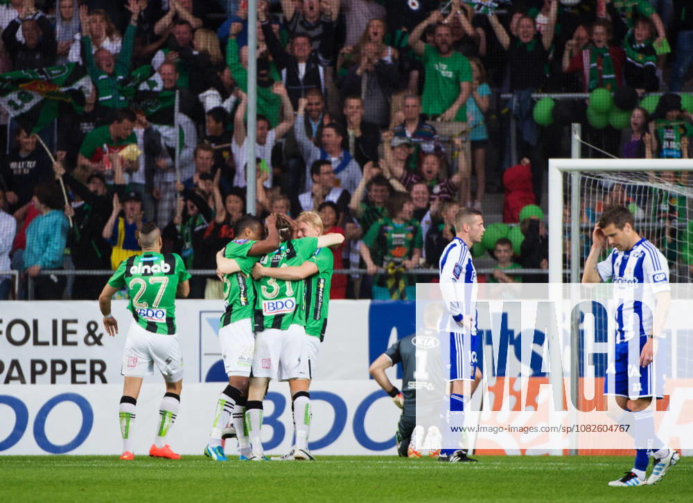 Soccer, Allsvenskan, GAIS IFK Göteborg Markus Gustafsson, GAIS, scores 1-0, celebration, Gothenburg, Sweden