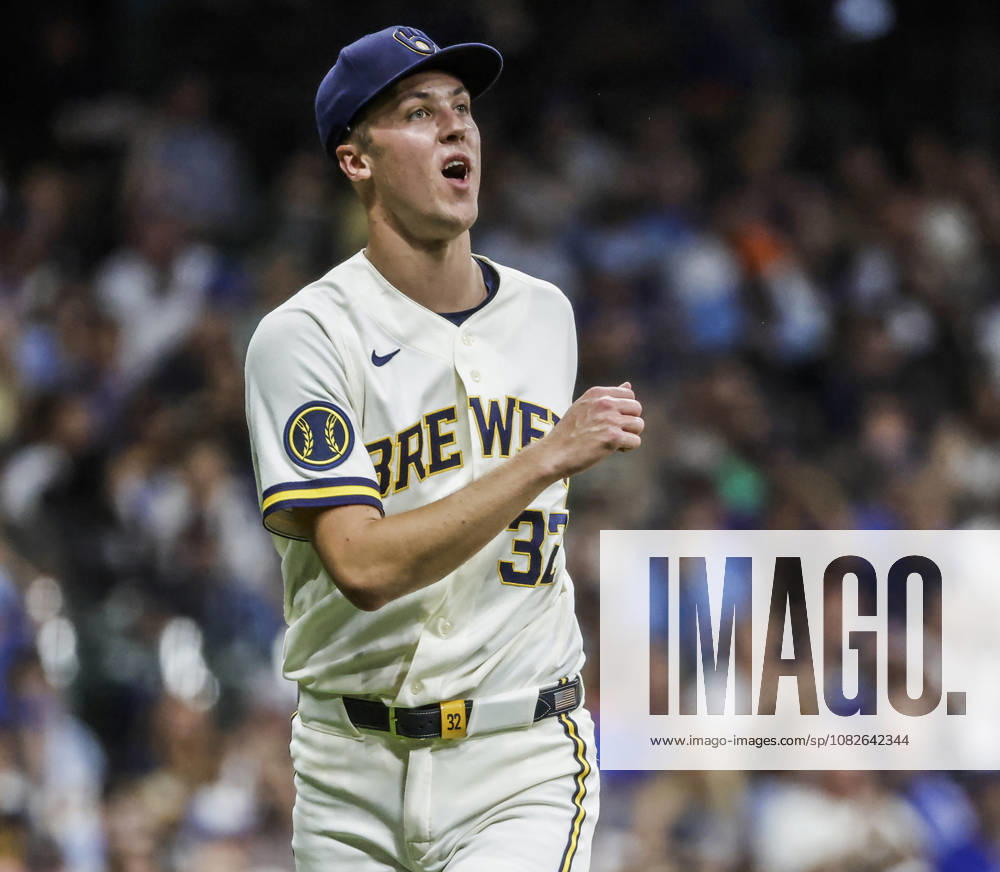 Milwaukee Brewers pitcher Jacob Misiorowski reacts after striking out Chicago Cubs second baseman Matt Shaw in the fourth inning of the MLB, Baseball Herren, USA game between the Chicago Cubs and the Milwaukee Brewers at American Family Field in Milwaukee, Wisconsin on Tuesday, September 8, 2026. MIL20260908816 TANNENxMAURY
