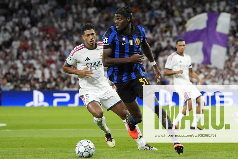 Real Madrid CF s Jude Bellingham (l) and Football Club Internazionale Milano s Yann Bisseck during Champions League 2026 2027, League phase, Matchday 1 match. September 8, 2026 (2026090825)