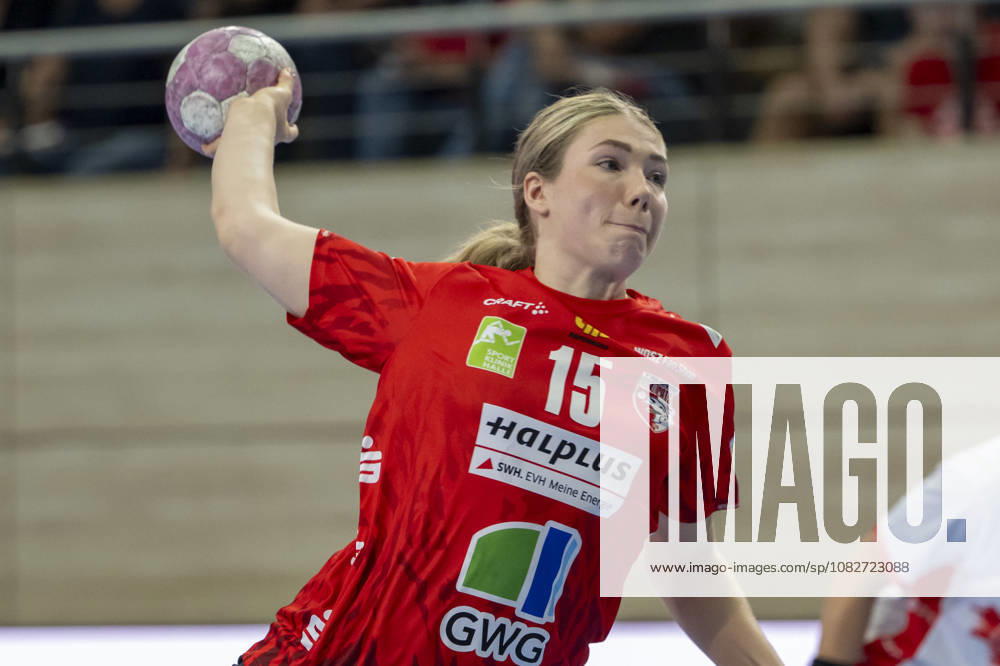 Alsco Women s Handball Bundesliga, 2026–2027 Season: SV Union Halle Neustadt vs. HSG Blomberg Lippe, Halle, Germany, September 9, 2026. Pictured: Fabienne Büch Buech of Halle with the ball, Halle an der Saale, SWH Arena, Saxony-Anhalt, Germany