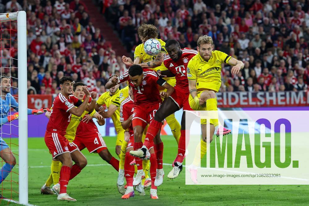 One-on-one, action, featuring Alexandar Pavlovic 45 FC Bayern Munich, Jamal Musiala 10 FC Bayern Munich, Dayot Upamecano 2 FC Bayern Munich, FC Bayern Munich vs. FK Bodo Glimt, soccer, UEFA, Champions League, group stage, September 9, 2026, Munich, Bavaria, Germany