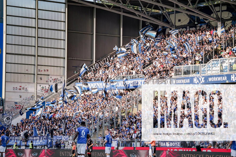Germany Soccer Season 2026–2027, 2. Bundesliga, Matchday 5, SV Darmstadt 98 vs. Arminia Bielefeld, Merck Stadium at Böllenfalltor, Darmstadt—spectators, stadium, fans, stands, flags—Darmstadt, Merck Stadium at Böllenfalltor, Germany