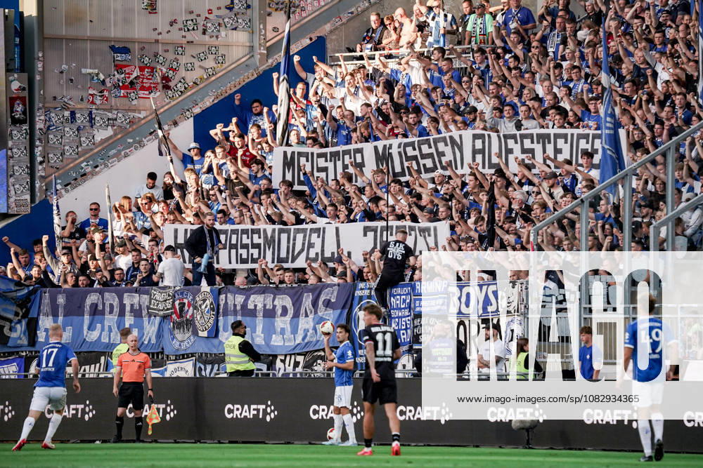 Germany Soccer Season 2026–2027, 2. Bundesliga, Matchday 5, SV Darmstadt 98 vs. Arminia Bielefeld, Merck Stadium at Böllenfalltor, Darmstadt—spectators, stadium, fans, stands, banners, protest, Darmstadt, Merck Stadium at Böllenfalltor, Germany
