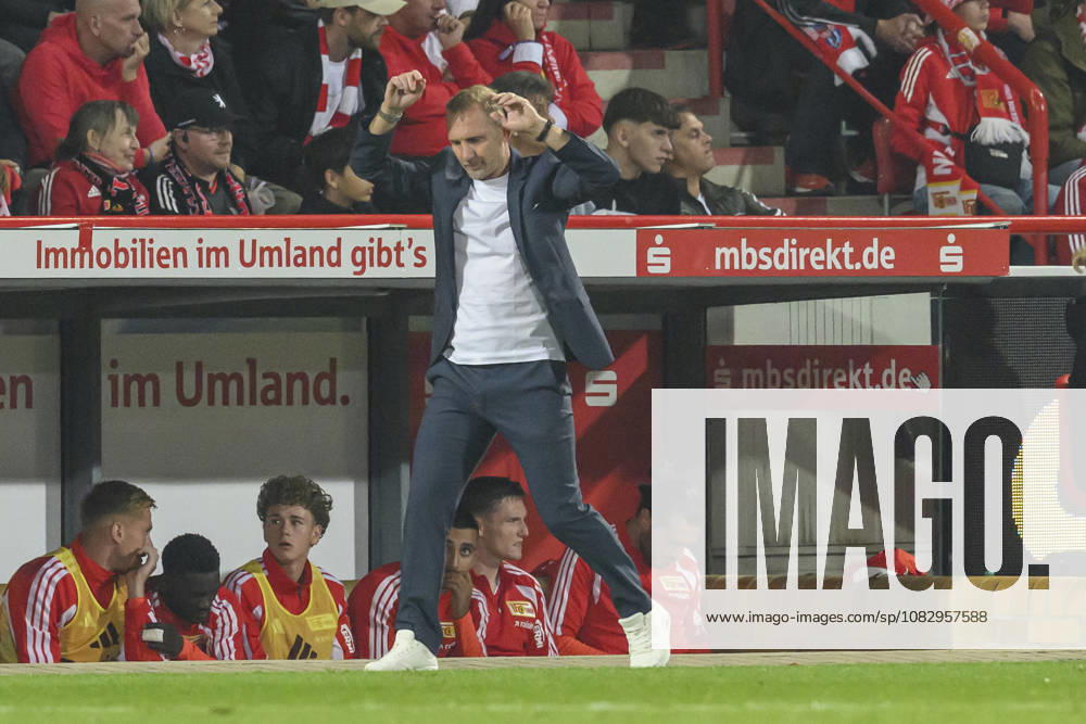 In the photo, from left: Mauro Lustrinelli, Union Berlin coach, looking sad, depressed, and angry; GER; Berlin; soccer; 1. FC Union Berlin vs. FC Schalke 04; at the Alte Försterei; September 11, 2026; DFB and DFL regulations prohibit any use of photographs as image sequences and or quasi-video,