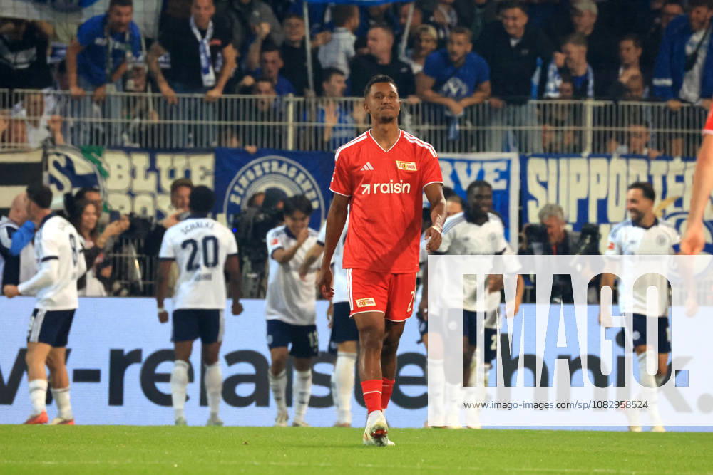 GER, Soccer, Bundesliga 1, 2026–2027, Alte Foersterei, 1. FC Union vs. Schalke 04, Matchday 3: Ohis Felix Uduokhai, 1. FC Union Berlin 2–1. DFB and DFL regulations prohibit any use of photographs as image sequences and or quasi-video. nordphoto GmbH, Engler, Berlin, Alte Foersterei Stadium, Berlin, Germany