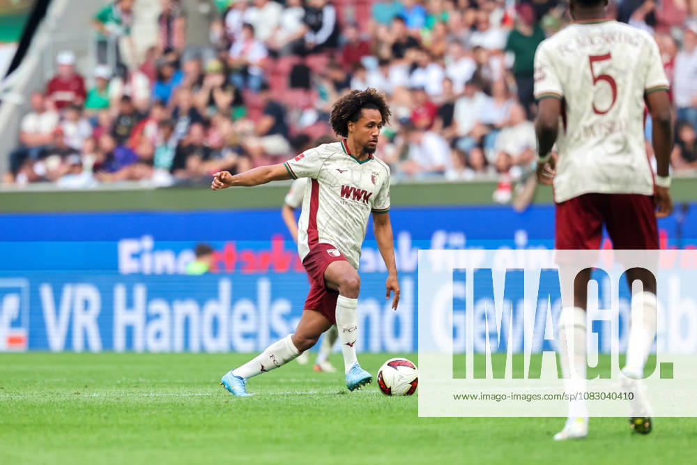 Han Noah Massengo, FC Augsburg, No. 04 with the ball, GER, FC Augsburg vs. Bayer 04 Leverkusen, Soccer, Bundesliga, Matchday 3, 2026–2027 Season, September 12, 2026, DFL and DFB regulations prohibit any use of photographs as image sequences and or quasi-video, GER, FC Augsburg vs. Bayer 04 Leverkusen, soccer, Bundesliga, Matchday 3, 2026–2027 season, September 12, 2026, Augsburg