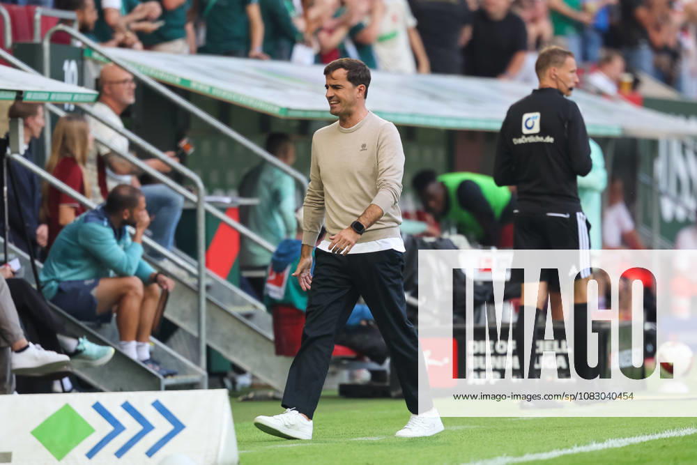 Carles Martinez, Bayer 04 Leverkusen, Head Coach, GER, FC Augsburg vs. Bayer 04 Leverkusen, Soccer, Bundesliga, Matchday 3, 2026–2027 Season, September 12, 2026, DFL and DFB regulations prohibit any use of photographs as image sequences and or quasi-video, GER, FC Augsburg vs. Bayer 04 Leverkusen, Soccer, Bundesliga, Matchday 3, 2026–2027 Season, September 12, 2026, Augsburg