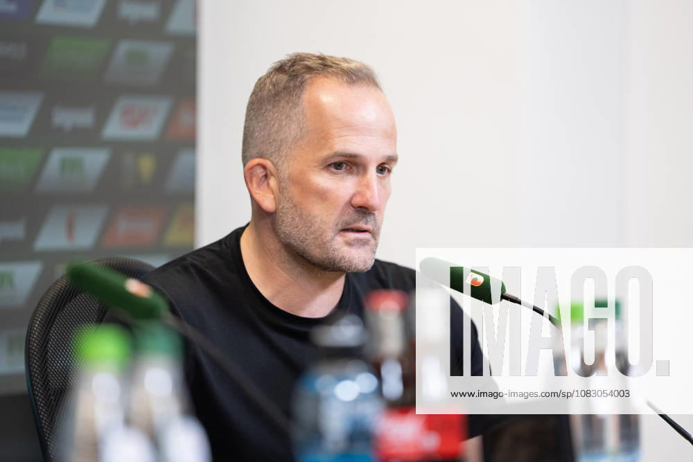 Manuel Baum, Augsburg coach, at the press conference following the Bundesliga match between FC Augsburg and Bayer 04 Leverkusen on September 12, 2026, at the WWK Arena in Augsburg, Bavaria, Germany